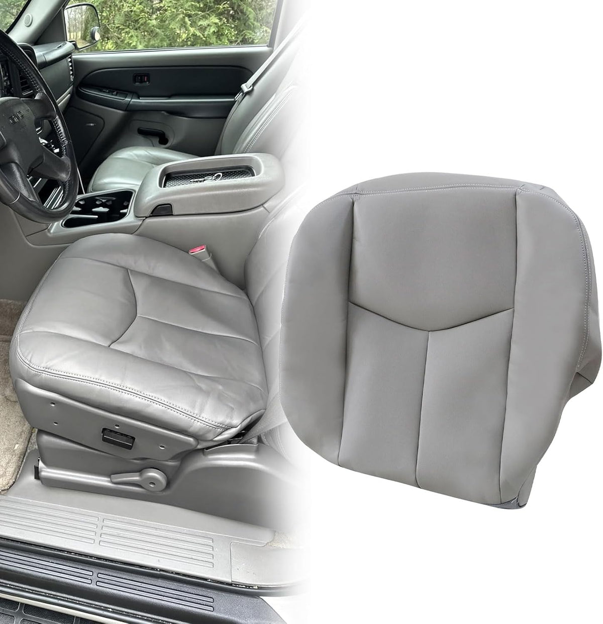 NLQR #522 Light Tan Front Driver Bottom Replacement Seat Cover Microfiber Leather Compatible with Chevy Avalanche Tahoe Suburban GMC Yukon XL 2003 2004 2005 2006