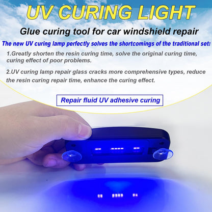 CLAMPER Windshield Repair Kit, Windshield Crack Repair Kit 4 Pcs, Windscreen Repair Kit with Enhanced Injection Head Suction Cup UV Curing Light, Windshield Chip Repair Kit for Bulls-Eye (Yellow)