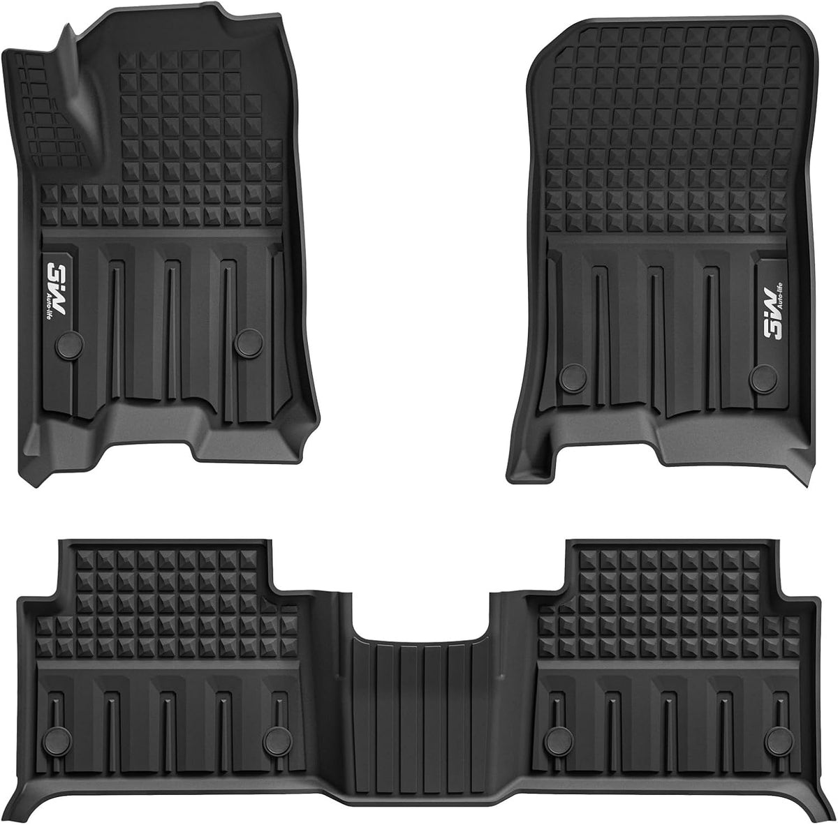3W Floor Mats & Cargo Liner Fit for 2021 2022 2023 2024 2025 2026 Chevy Tahoe/GMC Yukon/Cadillac Escalade 7 Seat, TPE All Weather Custom Fit Car Accessories Heavy Duty Rubber Full Set Trunk Mats - Colors A