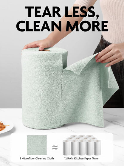 Fantasticlean Microfiber Cleaning Cloth Roll -75 Pack, Tear Away Microfiber Towels, 12" x 12", Reusable, Washable, Scratch Free, Ultra Absorbent for All-Around Cleaning Supplies (DimGray)