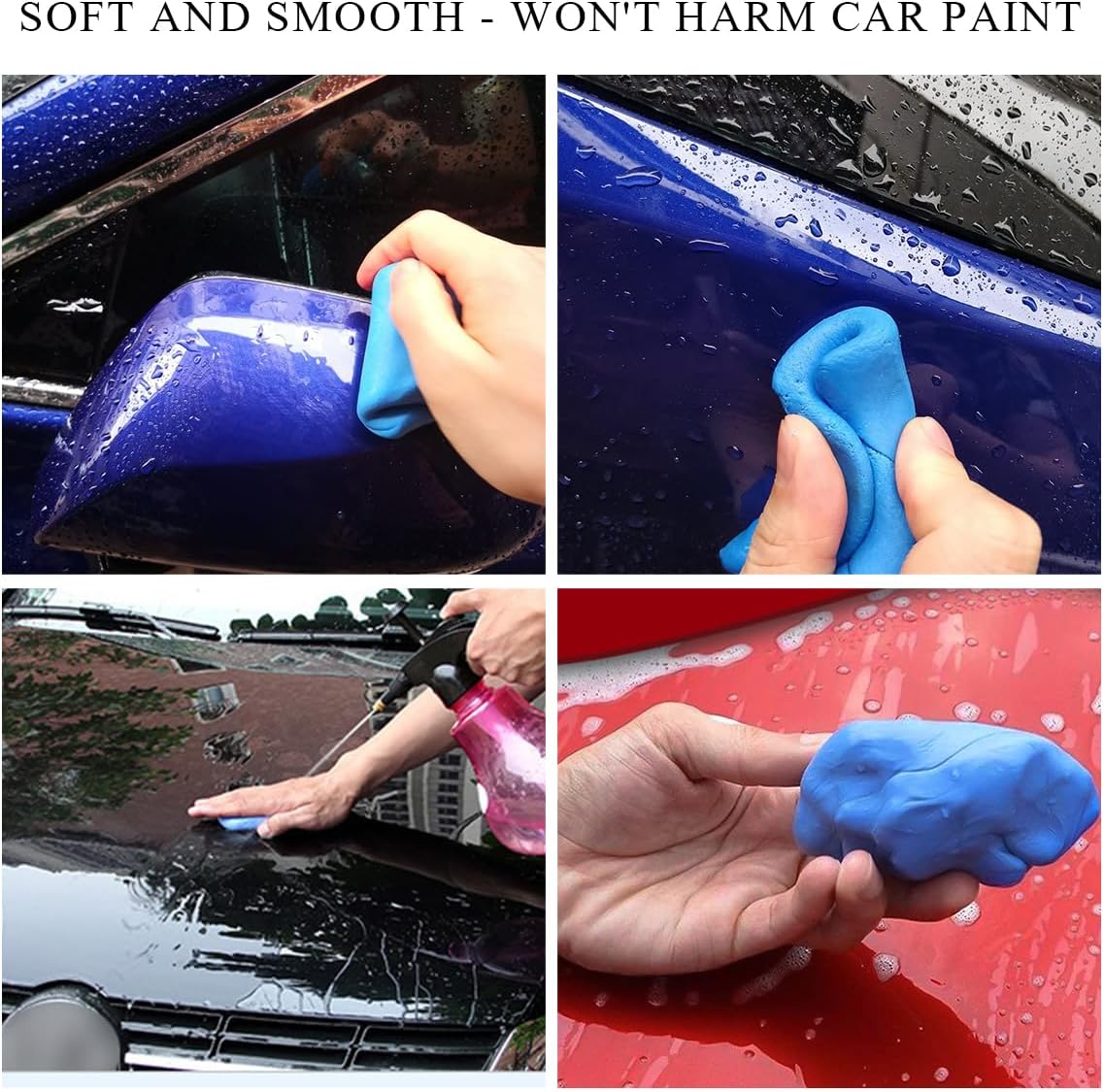 KVAEY 4PCS Car Clay Bars, 100g Premium Grade Magic Clay Bar for Auto Detailing Washing, Damage Free No Scratch Clay Bars Cleaner for Vehicle Paint Surface Glass, Car Accessories