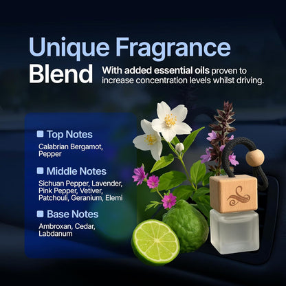 Solvère Car Air Freshener for Men | Perfume Style Freshener with Solvère Fragrance | Strong Freshener with Odour Eliminating Technology with Vent Clip | Car Air Freshener by Perfa
