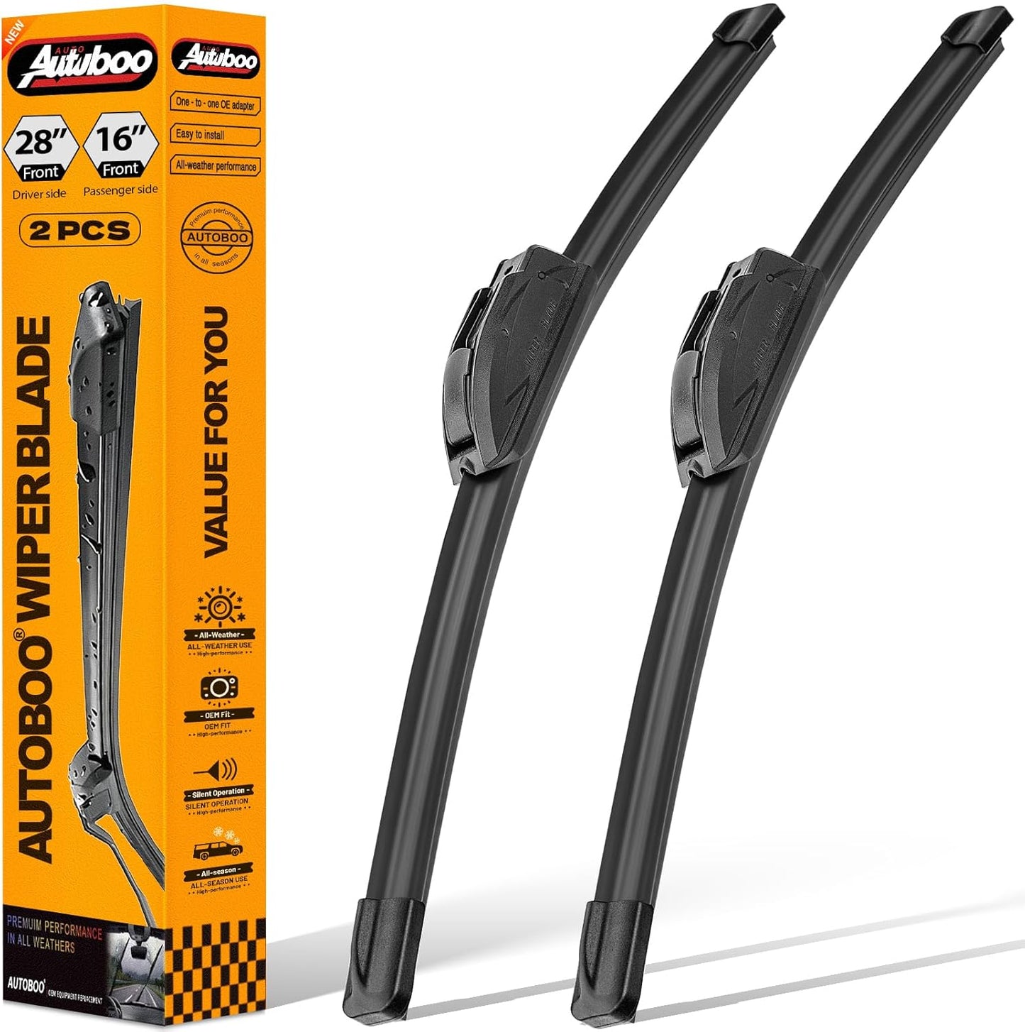 AUTOBOO 26"+19" Windshield Wipers Replacement for Tesla Model 3 2017 2018 2019 2020 2021 2022 2023 2024 2025 Model Y 2020 2021 2022 2023-2025 -Original Factory Quality (Pack of 2) - Colors B