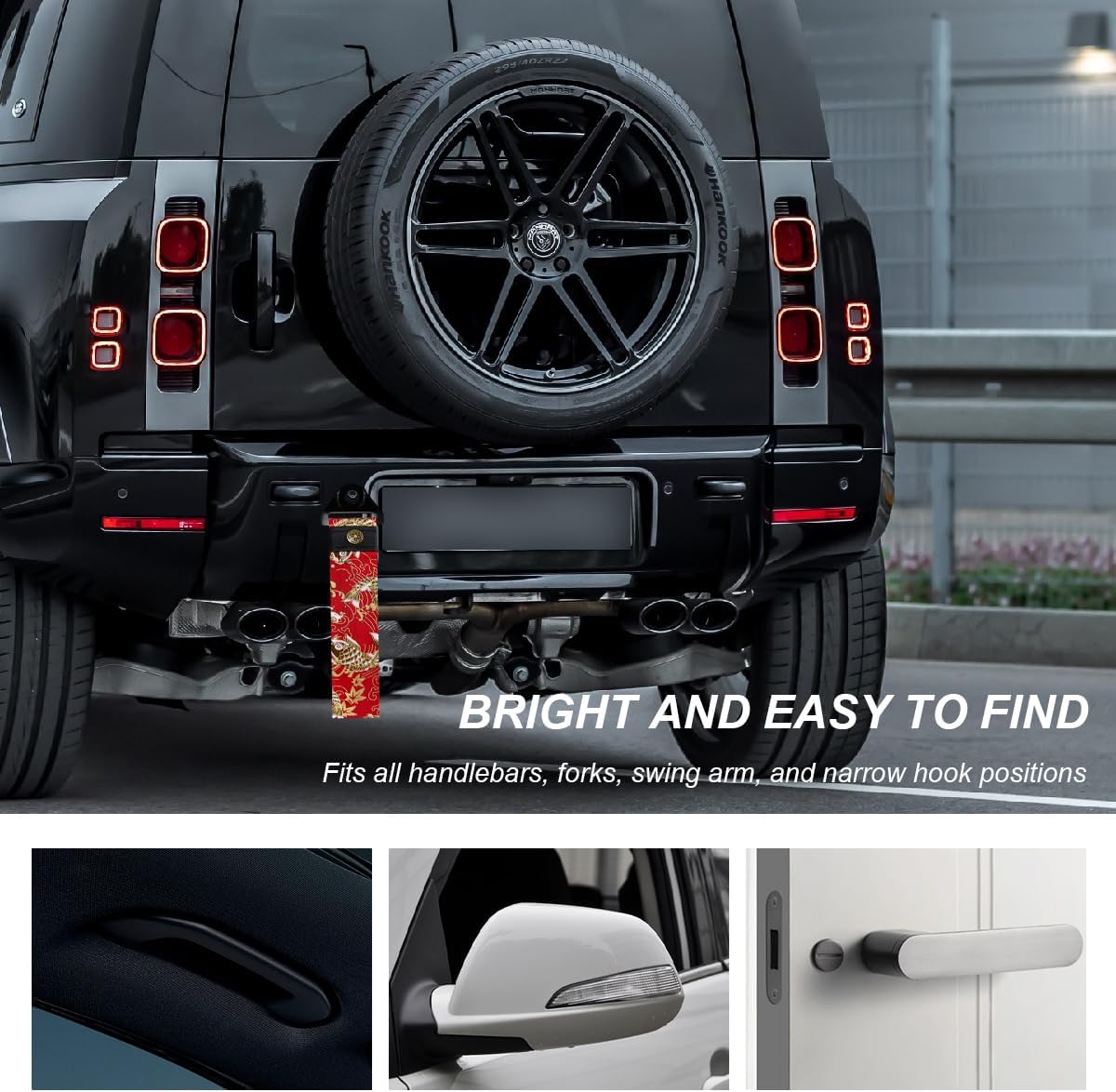 Racing Tow Strap, Stylish JDM Car Bumper Tow Strap Trailer Hook Belt for Decoration, Heavy Duty Nylon Traction Rope Universal Fit for Front or Rear Front Bumper (Black)