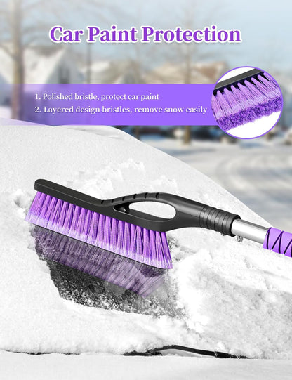 HEEYA 42.2 Inch Ice Scraper and Brush for Car, Snow Brush and Ice Scraper for Windshield Window, Car Snow Scraper with Foam Grip for SUV Truck Vehicle - Purple