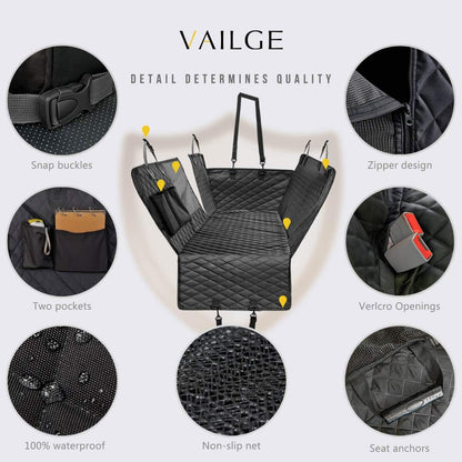 Vailge Dog Car Seat Cover for Back Seat, 100% Waterproof Back Seat Pet Cover for Dogs with Mesh Window, Scratch Prevent Antinslip Dog Hammock for Car
