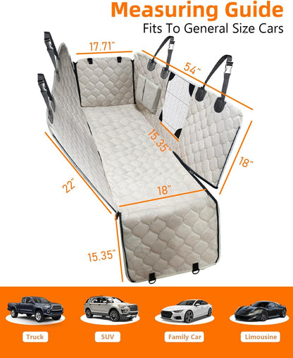 PETICON Dog Car Seat Cover with Mesh Window, 100% Waterproof Pet Seat Cover for Back Seat, Scratchproof Dog Hammock for Cars, Trucks, SUVs, Jeeps, Black