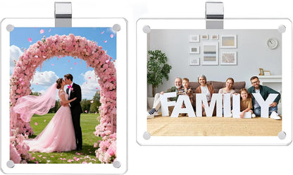 2 Pack Magnetic Car Visor Photo Holder – Personalized Acrylic Clip for Family, Pets, Travel Pictures – Easy Snap-On Car Accessory for Sun Visor (2 Pack, 2.4''x3.5'')