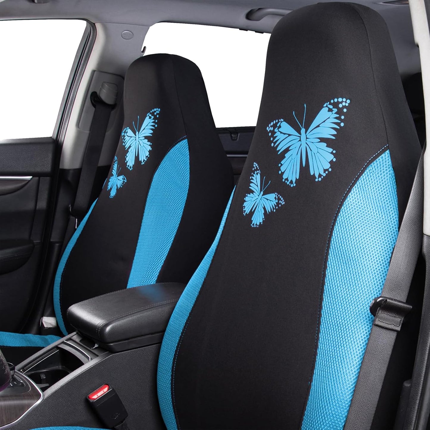 Flying Banner Butterfly car seat Covers ful Set Fashion Universal Lady Woman Female Rear Bench Split Colorized (Pink, 2 Fronts - Lace)
