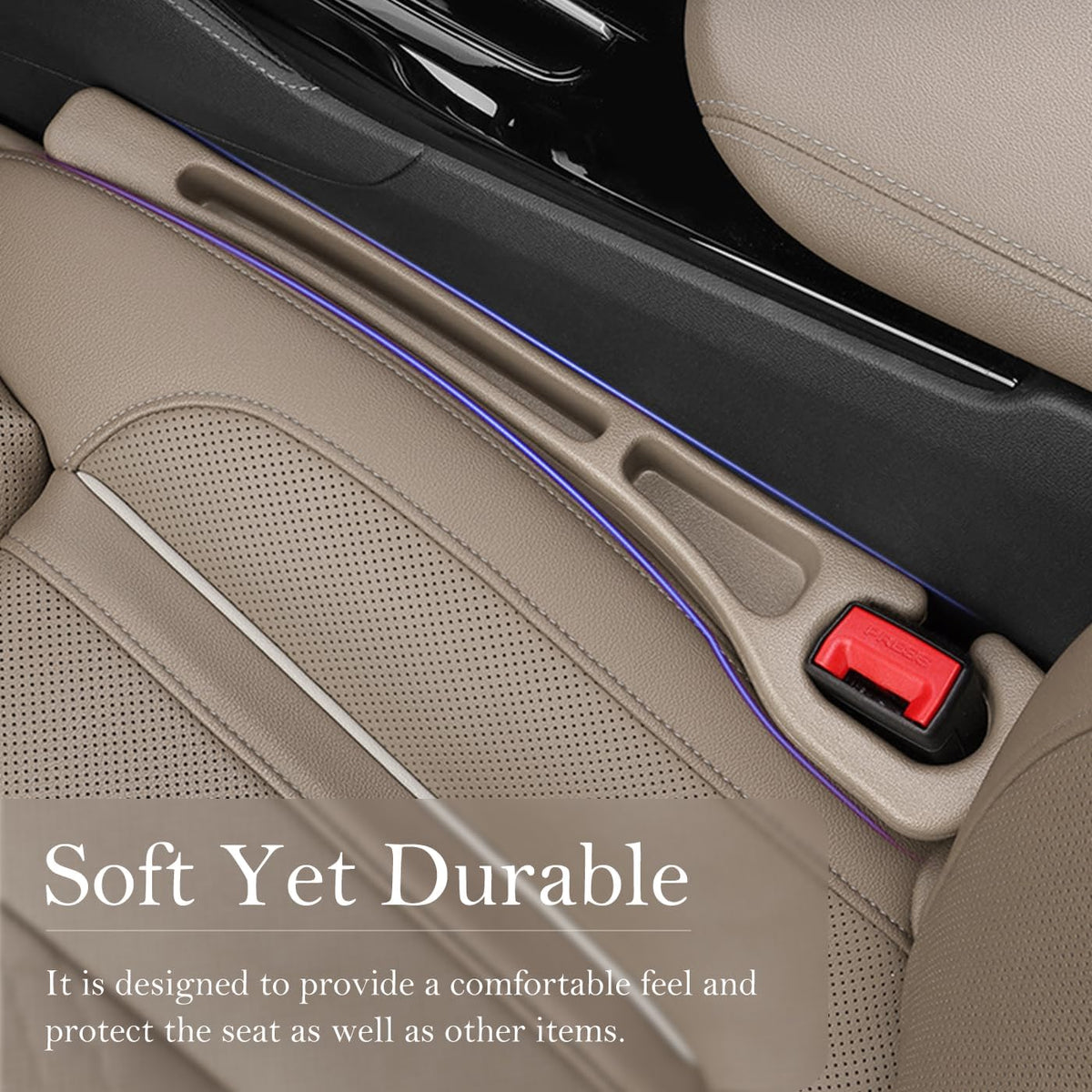 Car Seat Gap Filler 2-Pack, Universal Car Seat Gap Filler Organizer, Seat Gap Plug – Fills Gap Between Seat & Console, Drop-Proof Guard for Phones, Keys & Cards, Fits Cars, SUVs, Trucks, Black