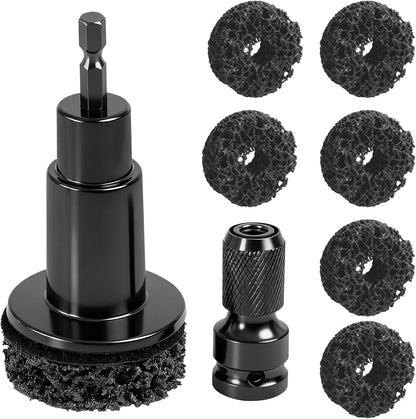 Wheel Hub Resurfacing Kit Wheel Stud and Hub Cleaner for Quick Rust Removal on Lug Studs and Brake Rotors,Includes 7 Cleaning Pads and,Fits 1/2” Wrenches or Electric Drills,Maintenance Tool for Cars