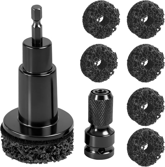 Wheel Hub Resurfacing Kit Wheel Stud and Hub Cleaner for Quick Rust Removal on Lug Studs and Brake Rotors,Includes 7 Cleaning Pads and,Fits 1/2” Wrenches or Electric Drills,Maintenance Tool for Cars