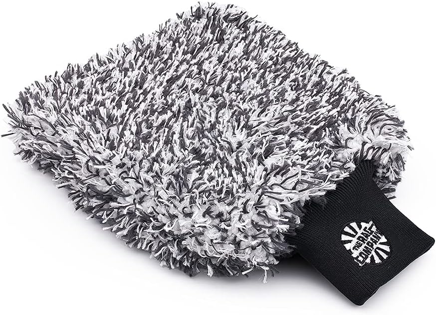 The Rag Company - The Cyclone Ultra Wash Mitt + Cyclone Ultra Wash Pad 6in x 8in Combo Pack - Microfiber Blend, Twist Loop Interior Liner Ideal for Foam, Soap + Bucket, & Rinseless Washing Methods