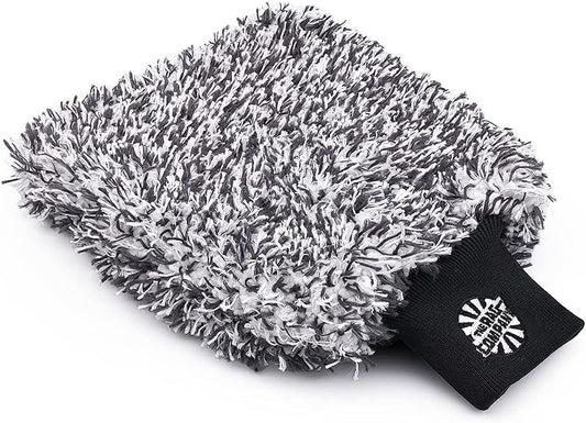 The Rag Company - The Cyclone Ultra Wash Mitt + Cyclone Ultra Wash Pad 6in x 8in Combo Pack - Microfiber Blend, Twist Loop Interior Liner Ideal for Foam, Soap + Bucket, & Rinseless Washing Methods