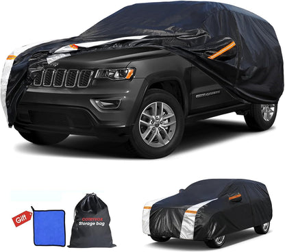 Large SUV Car Cover for Chevy Suburban 100% Waterproof All Weather, Heavy Duty Outdoor Full Exterior Covers Rain Sun Wind UV Protection. - Colors C