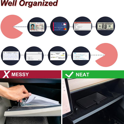 RSAquar Car Registration and Insurance Holder, Vehicle Glove Box Organizer Cool Car Accessories, Auto Truck Document Holder for Cards, Driver License, Black Glitter