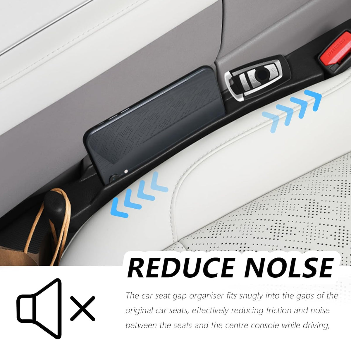 3 in 1 Car Seat Gap Filler Organizer,2PCS Multifunctional Car Seat Gap Plug with Storage Slot & Hook Function,Anti-Drop Cars Gaps Seats Filler Cars Clutter Catcher for SUVs Trucks (Black)