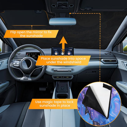 Windshield Sun Shade - Car Sun Shade Windshield, Reflector Sunshade Offers Ultimate Protection for Car Interior, Foldable Front Window Fit for Hatchback, Truck, SUV, MPV
