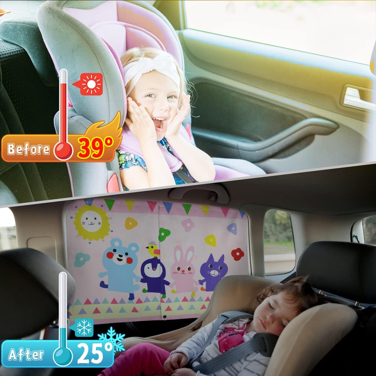 Car Window Shades, 2 PCS Magnetic Double Layer Auto Sun Shade for Side Windows Privacy Full Covers/Half Shade Options Back Car Window Curtains for Baby Protection