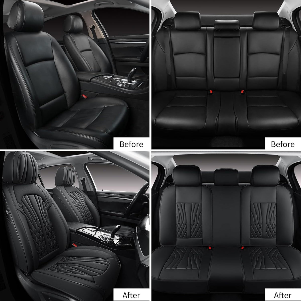 MINGBRON Leather Car Seat Covers,Car Seat Protector Waterproof,Seat Covers Full Set, Car Seat Protectors 5 Seats,Automotive Seat Covers Fit Most Cars Wine Red