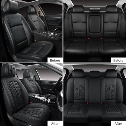 MINGBRON Leather Car Seat Covers,Car Seat Protector Waterproof,Seat Covers Full Set, Car Seat Protectors 5 Seats,Automotive Seat Covers Fit Most Cars Wine Red