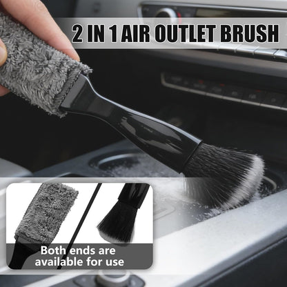 7PCS Car Detailing Brush Set, Soft Boar Hair Brush, Car Interior Detail Brush, Fiber Brush, Car Dust Removal Brush, Car Cleaning Gel, Cleaning Tool Set Suitable for Trucks, Cars, RVs, SUVs