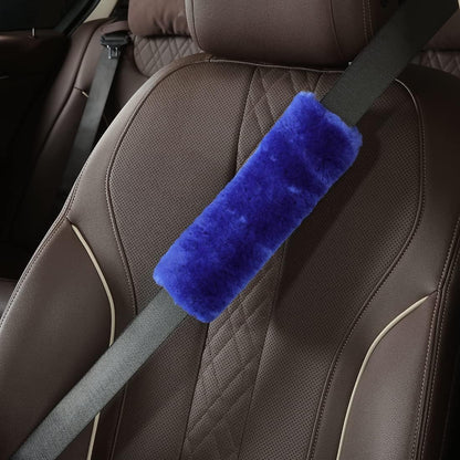 OGLAND Authentic Sheepskin Car Seat Belt Pad,2 Pack Soft Seat Belt Cover for Shoulder Pad Neck Cushion Protector Car Accessories by Genuine Natural Merino Wool (Misty Gray) - Colors B