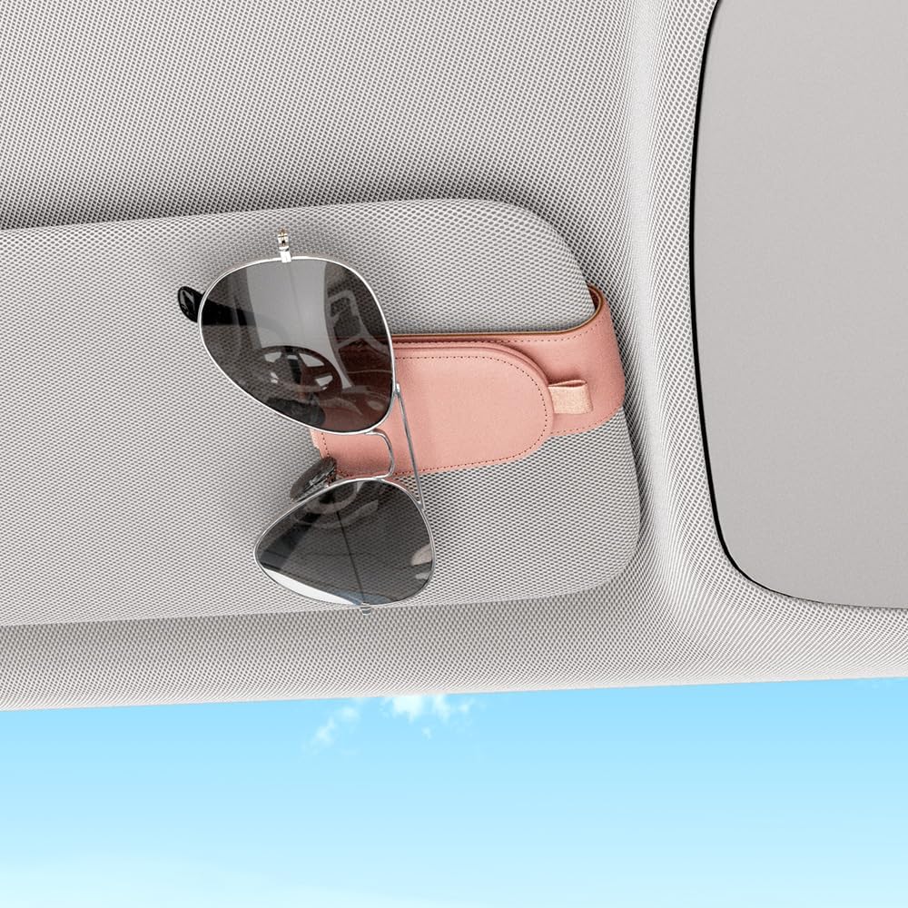 Sotfamily Sunglass Holder for Car Visor, Suede Cloth Magnetic Sunglass Organizer for Car Accessories, 2 Packs, Black