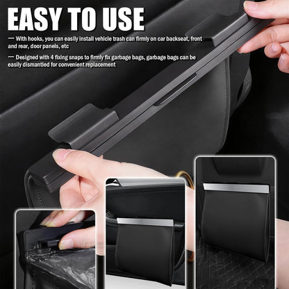 LED Car Trash Can Leak-Proof,Strong Magnetic Fast Closing Car Trash Bin as Cars Organizers and Storage,Cars Garbage Can with Automotive Trashs Bag for Backseat,Console,Door