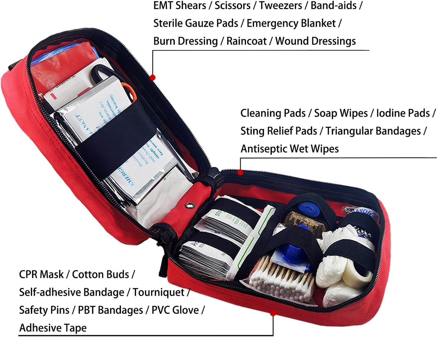 Carlebben EMT Pouch MOLLE Ifak Pouch Tactical MOLLE Medical First Aid Kit Utility Pouch (With Medical Supplies)