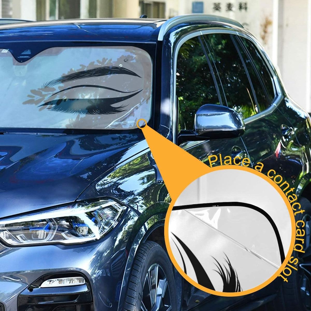 Black Leopard Car Windshield Sun Shade Animal Skin Print Foldable UV Ray Sun Visor Protector Sunshade to Keep Your Vehicle Cool (51" x 27.6")