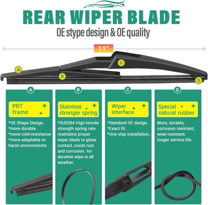 26" 16" 11" Windshield Wiper Blades Replacement for Chevrolet Chevy Trax 2024 2025 2026 Premium All Weather Front Rear Wipers Set - OEM Quality (Pack of 3) - Colors A