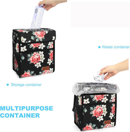 Femuar Leak Proof Car Trash Can with Lid - Waterproof Automotive Garbage Bin for SUVs, Collapsible and Portable Car Trash Bag, Black