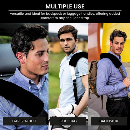 Andalus Brands 2 Pack Genuine Merino Wool Sheepskin Seat Belt Cover – Soft Shoulder Pad, Neck Cushion Protector – Authentic Car Accessories (Pearl)