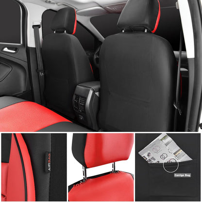 CAR PASS Faux Leather Car Seat Covers Front Seats Only, 3D Foam Support Car Seat Covers, Universal fit for Trucks Vans SUVs Sedans Automotive Comfortable, Airbag Compatible 2 Pieces Front Solid Black