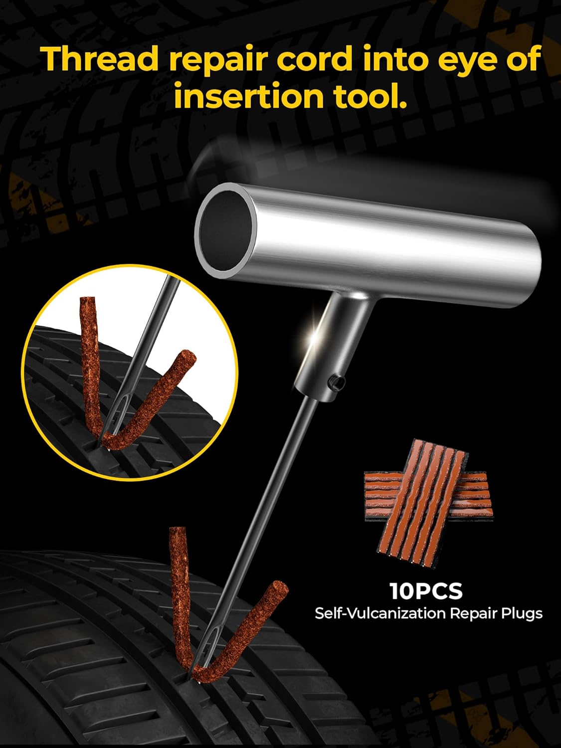 AUTOWN Tire Repair Kit with Plugs Fix Punctures & Plug Flats with Ease - Heavy Duty Flat Tire Puncture Repair Kit for Car, Motorcycle, ATV, UTV, RV, Trailer, Tractor, Jeep, Etc