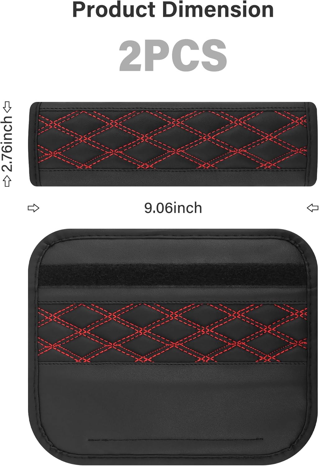 2PCS Car Seat Belt Cover Pads,Leather Seatbelt Covers Protect Shoulder and Neck Car Accessories Interior,Universal Car Seat Strap Pads Car Decorations for Most Cars Trucks (Black/Red)
