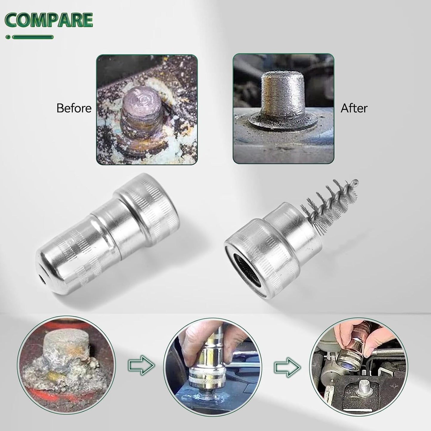 Auto Car Battery Terminal Brush Wash Clean Tools Post Terminal Cleaner Dirt Bottle Head Clip Wire Dirt Corrosion Washers Protector Fiber