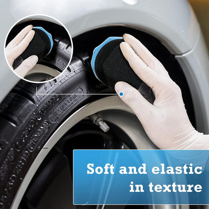 BBTO 3 Pieces Tire Shine Applicator Tire Dressing Applicator Pads Sponge Dressing Foam Gel Wet Car Detailing Reusable Cleaning Supplies for Car