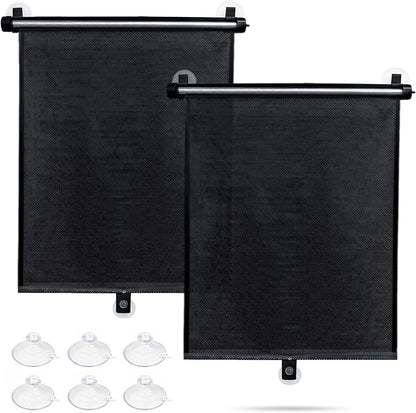 Sfee Car Window Shade for Side Windows, 2 Pack Sun Shade Retractable for Car Blocks Heat and UV Rays Glare Protection Roller Sunshade Visor for Baby, Kids, Pets, Passengers