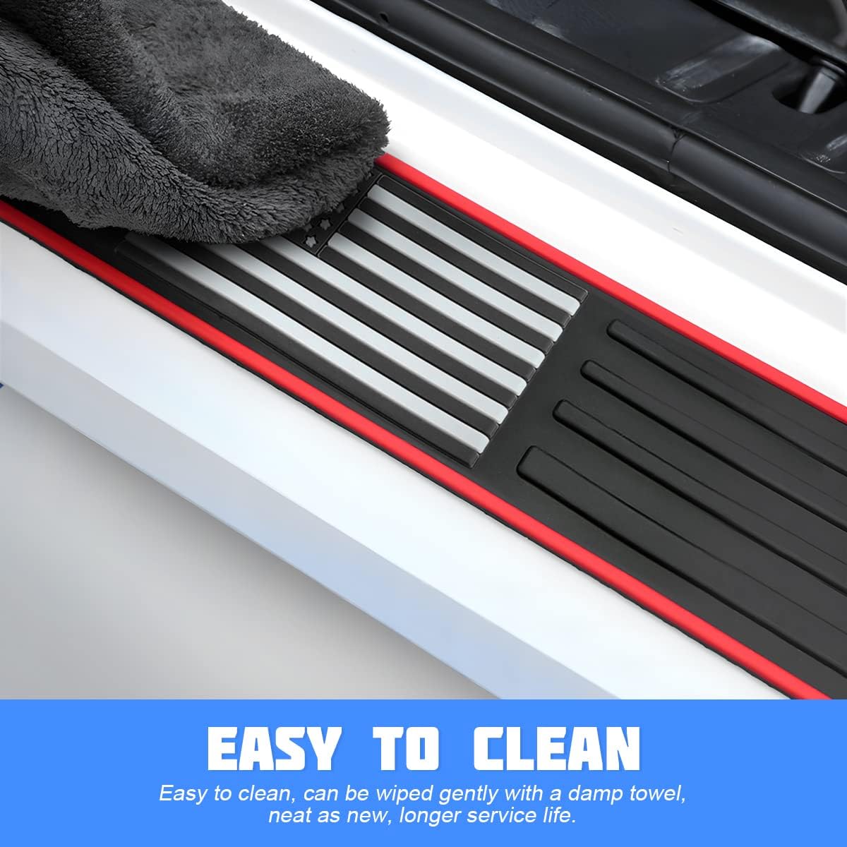 Car Rear Bumper Protector Guard, Anti-Scratch Abrasion Rubber Trunk Door Entry Sill Guard, Non-Slip Vehicle Trim Cover Protection Strip, Car Accessories for Most Cars and SUV (Black/Red/35.4" x2.7)