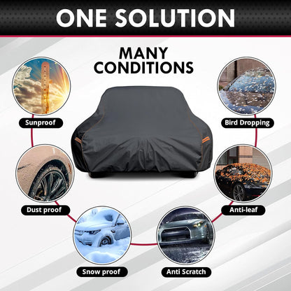 6 Layer Heavy Duty Car Cover Waterproof All Weather Protection with Cotton Liner, Full Exterior Outdoor Cover for Sun Rain Snow UV Protection, Fits Sedan 186-193 inchs