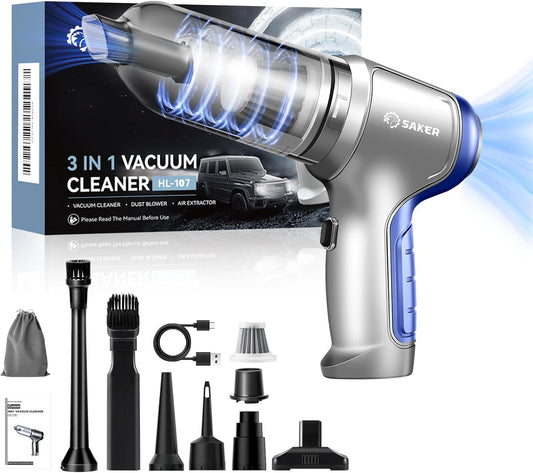 Saker Car Vacuum Portable Cordless Handheld Car Vacuum 15000PA High Power with Brushless Motor and Blower for Cars,Office,Home Cleaning HL107B