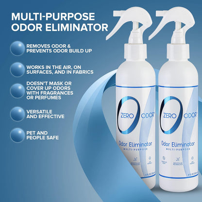 Zero Odor Multi-Purpose Odor Eliminator - Eliminate Air & Surface Odor – Patented Technology Best for Bathroom, Kitchen, Fabric, Closet- Smell Great Again, 8oz (Over 1000 Sprays)