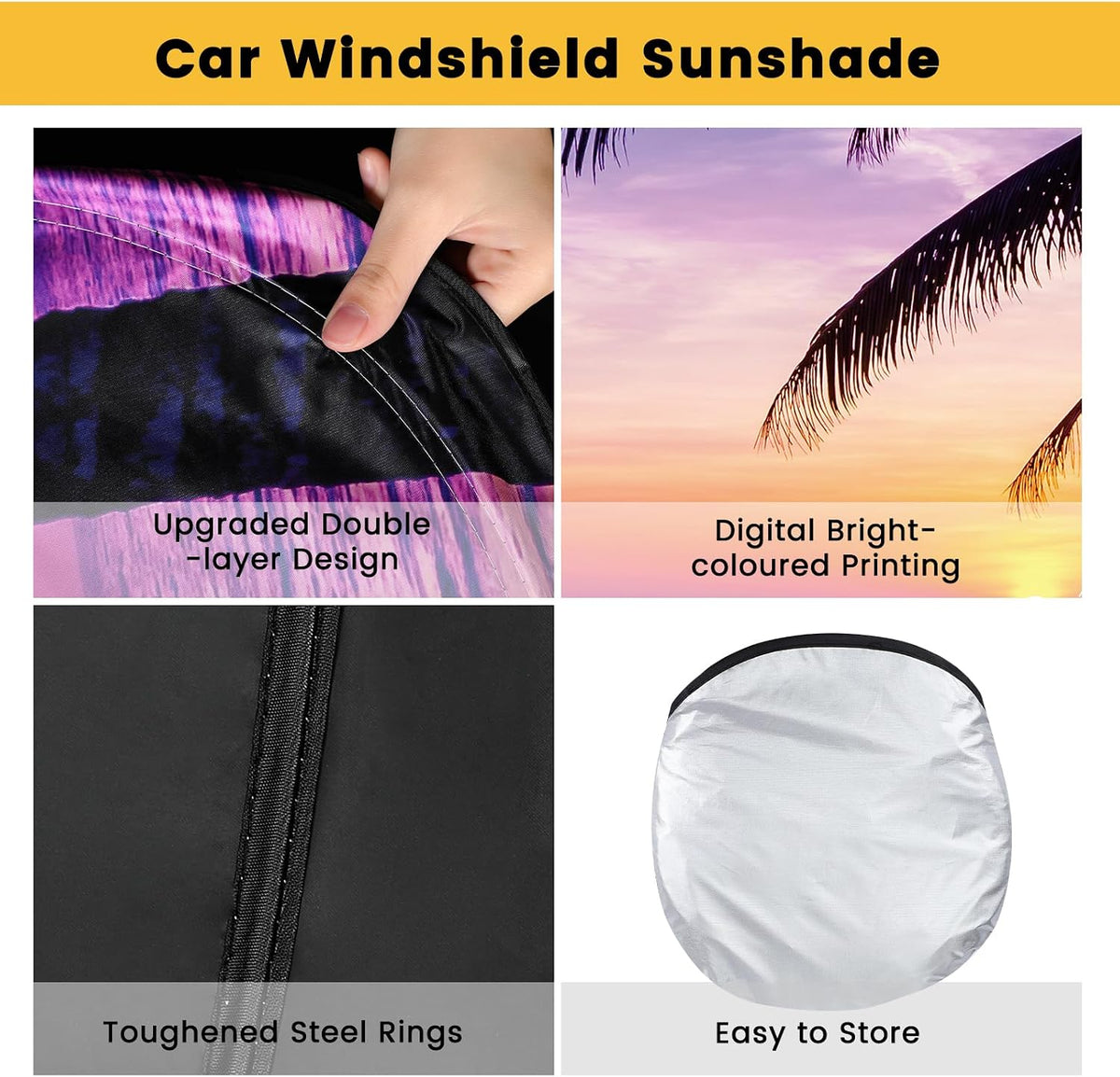 Iridescent Sun Shade for Car Windshield, Foldable Universal Car Windshield Upgrade Sunshade Enhanced UV Rays Reflective Sun Visor Shade Keeps Vehicle Cool