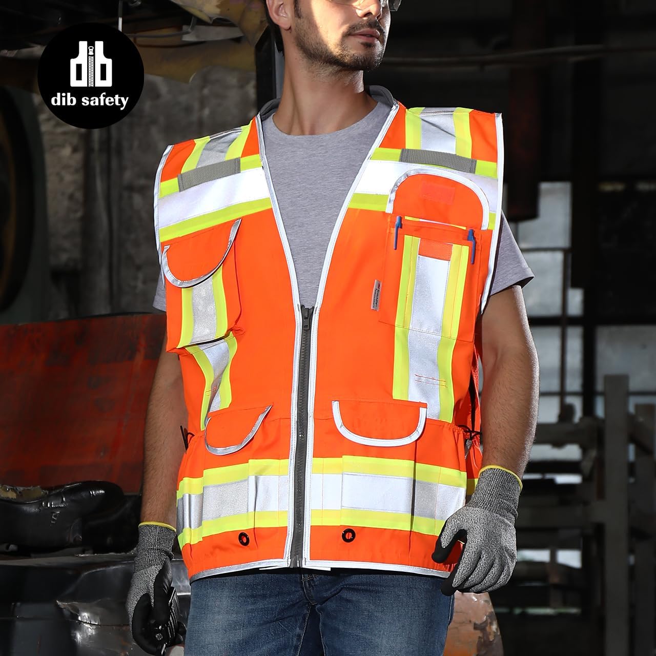 Dib Safety Reflective Mesh Vest ANSI Class 3, High Visibility with Pockets and Zipper, Made with 3M Reflective Tape, Yellow XL