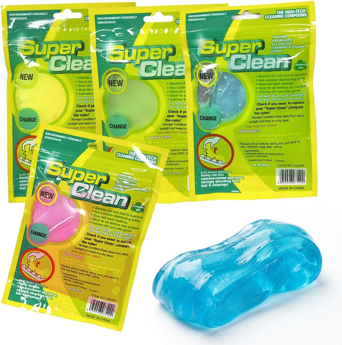 4PCS Car Cleaning Gels, Universal Automotive Air Vent Dust Cleaning Putty, Reusable Auto Interior Detailing Slime Supplies, Fit for Dashboards, Cup Holders (Colorful)