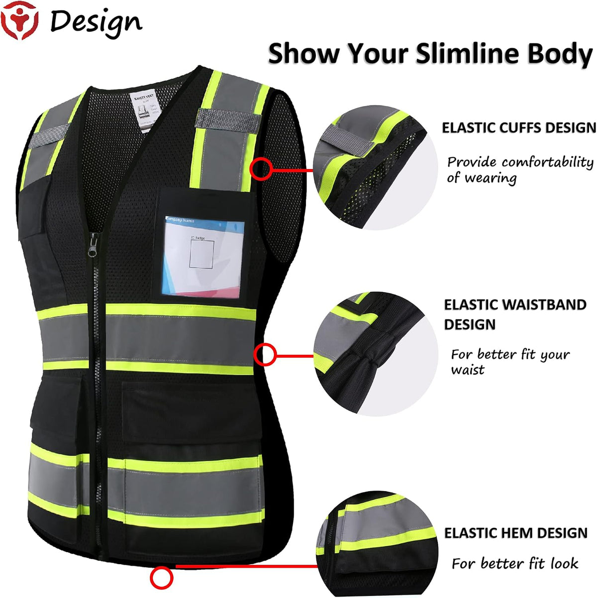 Reflective High Visibility Safety Vest for Men Women with Pockets Zipper Front Meets ANSI/ISEA Standards