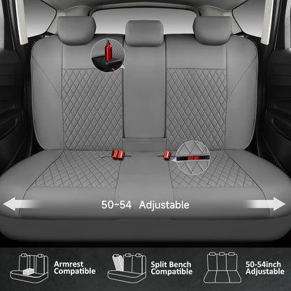 CAR PASS Quilting Leather Seat Cover Two Front Seats Only, Universal Fit Automotive Front Seat Covers Waterproof Deluxe PU Premium Vinyl Luxury for Cars Sedan Van SUV Airbag Compatible 2 Pieces,Black