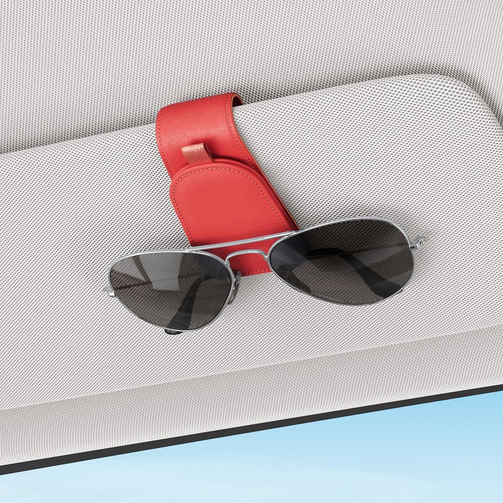 Sotfamily Sunglass Holder for Car Visor, Suede Cloth Magnetic Sunglass Organizer for Car Accessories, 2 Packs, Black